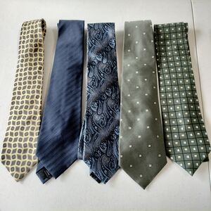 Lot 5 Silk Neck Ties Assorted Colors And Patterns Office Classic Business